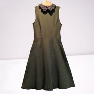 Modcloth All Polished Up Dress Green A-line Peter Pan Collar Sleeveless Preppy